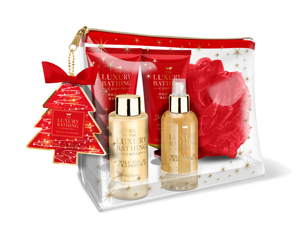 [LB] THE LUXURY BATHING - Comfort & Joy - Luxury Cosmetic Bag containing 100ml Body Wash, 100ml Body Cream, 100ml Foam Bath, 100ml Body Mist and Body Polisher