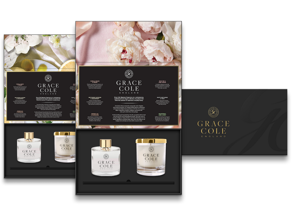 Grace-Cosm-CDset-02 - Candle + Diffuser Nectarine Blossom & Grapefruit